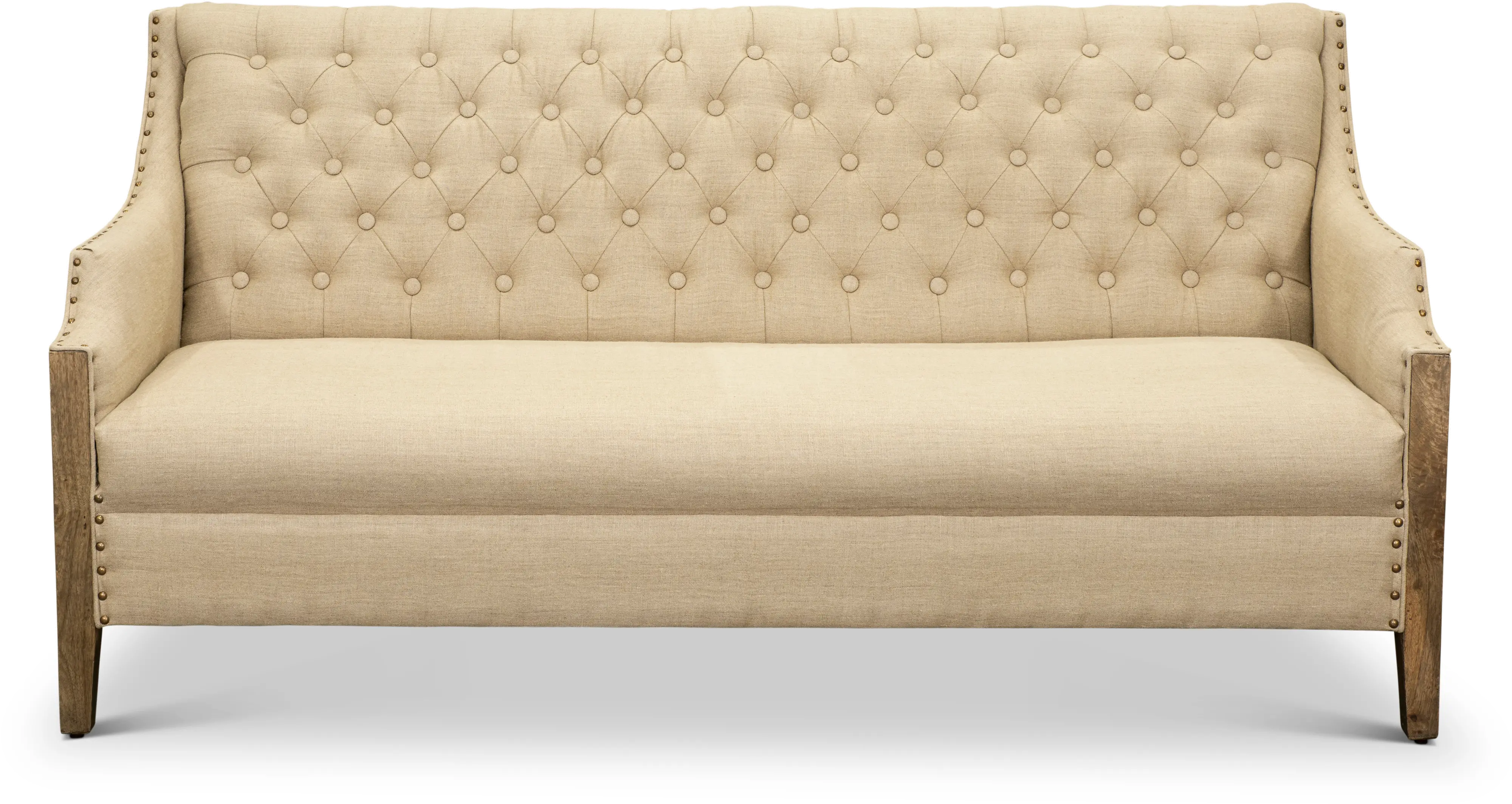 Sullinger Beige Settee with Exposed Wood Sides