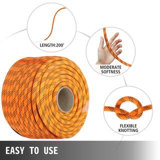 VEVOR 916 in. Double Braid Polyester Rope 200 ft. Nylon Pulling Rope 8600 lbs. Breaking Strength Polyester Load Sailing Rope DLSBZ16MMX61M0001V0