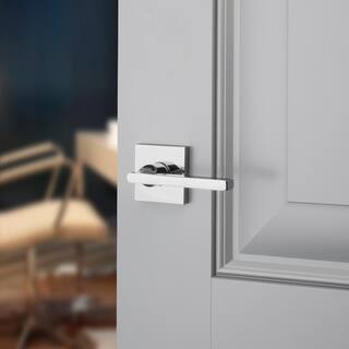 Baldwin Reserve Square Polished Chrome Universal HallCloset Door Handle with Contemporary Square Rose PSSQUCSR260