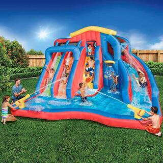 BANZAI Hydro Blast Inflatable Play Water Park with Slides and Water Cannons BAN-35545