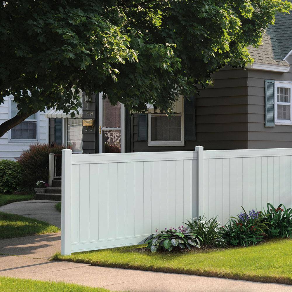 Veranda Pro Series 5 in. x 5 in. x 84 in. White Vinyl Woodbridge Routed End Fence Post 144749