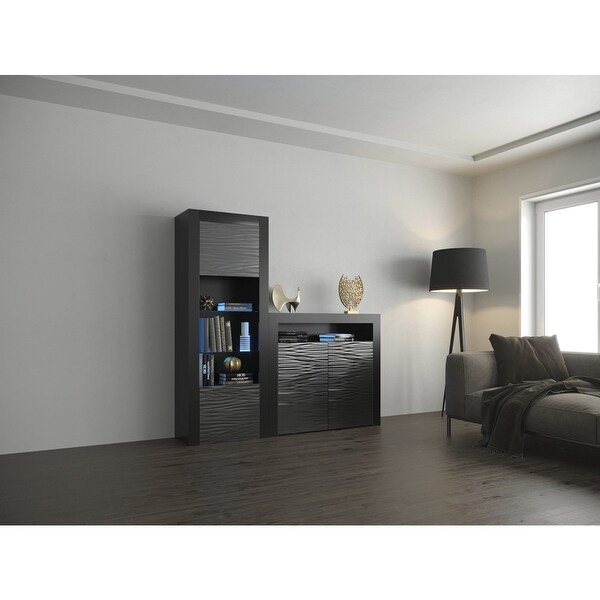 Milano Set 2D-BK Modern Wall Unit Entertainment Center