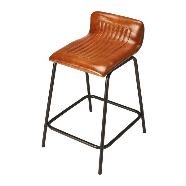 Offex Ludlow Modern Dark Brown Leather and Black Metal Counter Stool - 18