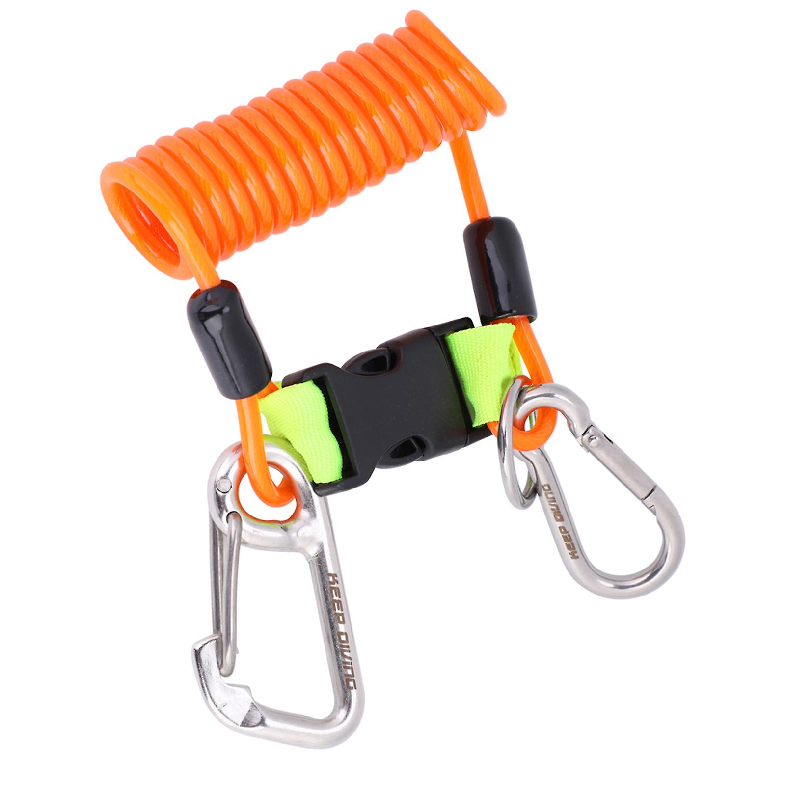 Keep Diving Anti Lost Spring Coil Lanyard Safety Emergency Tool With Quick Release (orange)