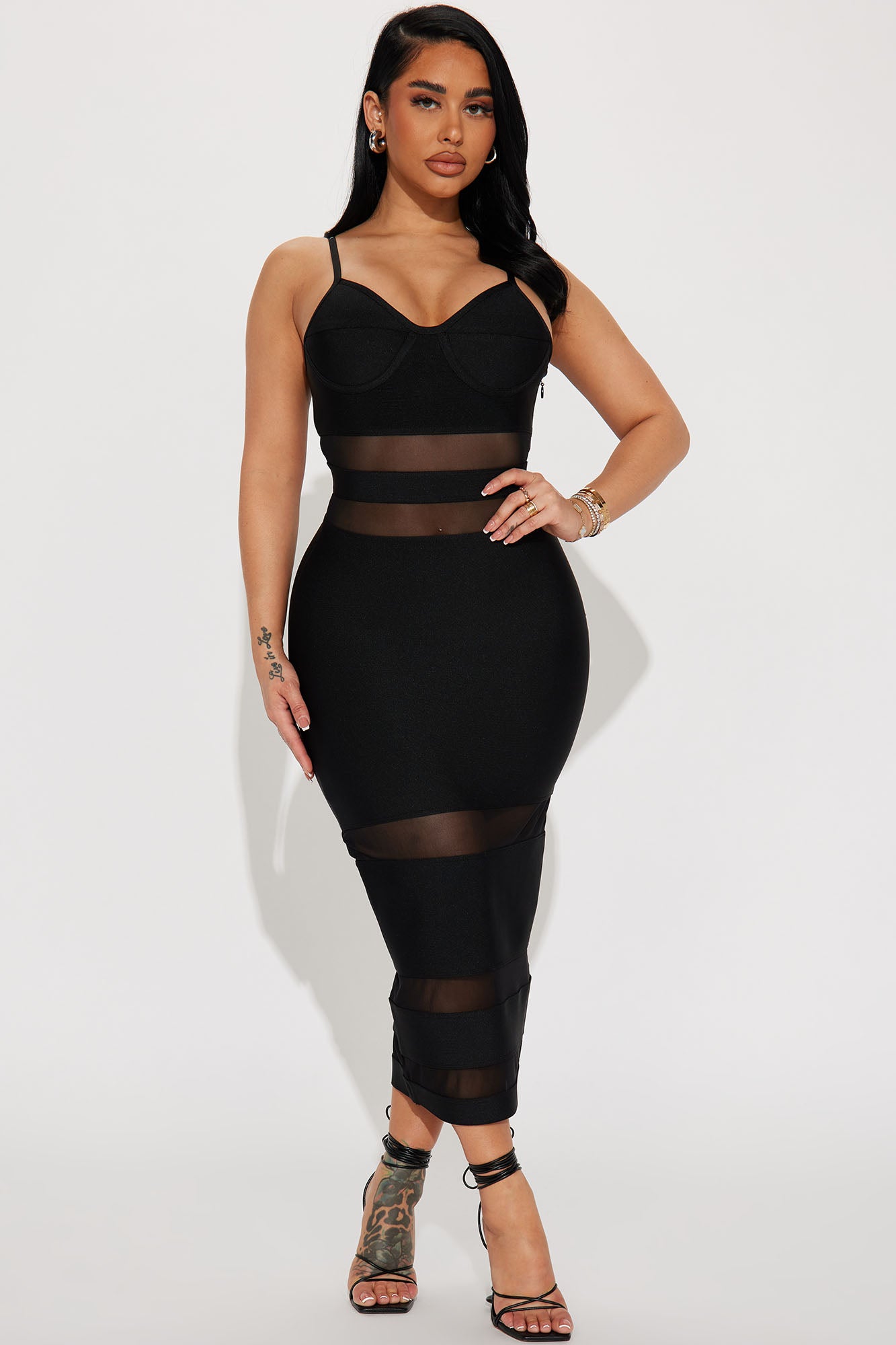 Abigail Bandage Midi Dress - Black