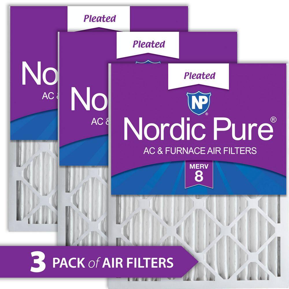 Nordic Pure 24 in. x 24 in. x 2 in. Dust Reduction Pleated MERV 8 Air Filter (3-Pack) 24x24x2M8-3