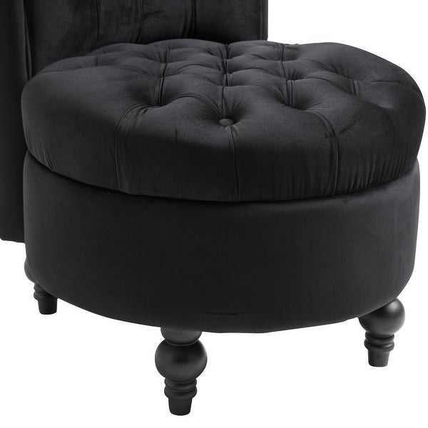 Silver Orchid Hayworth 45 Tufted High Back Black Velvet Accent Chair