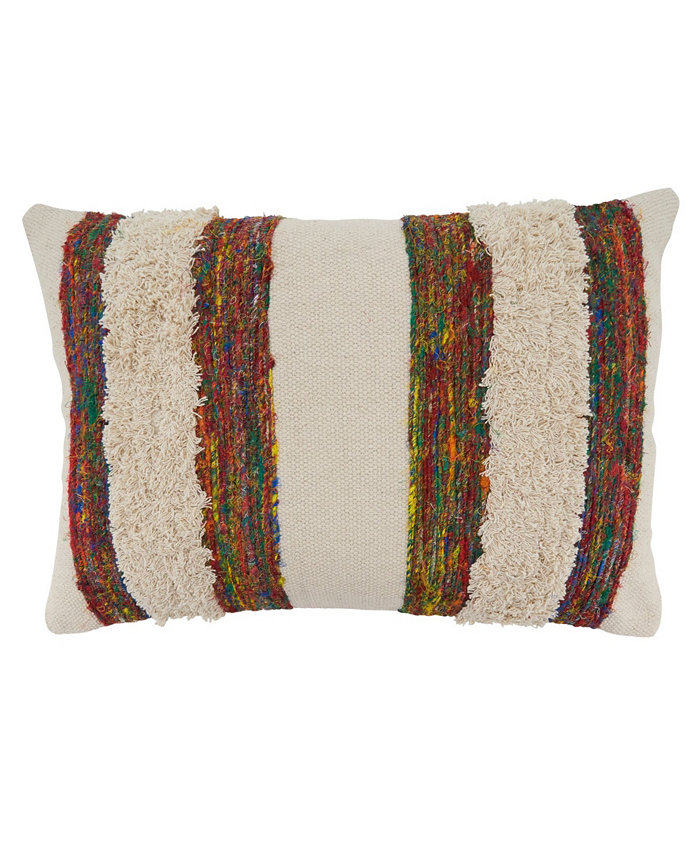 Saro Lifestyle Boho Striped Decorative Pillow， 16 x 24