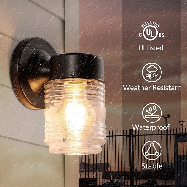 Run Bison 2pack Waterproof Jelly-Jar Wall Lantern， E26 socket Shopping - The Best Deals on Outdoor Wall Lanterns | 40049055