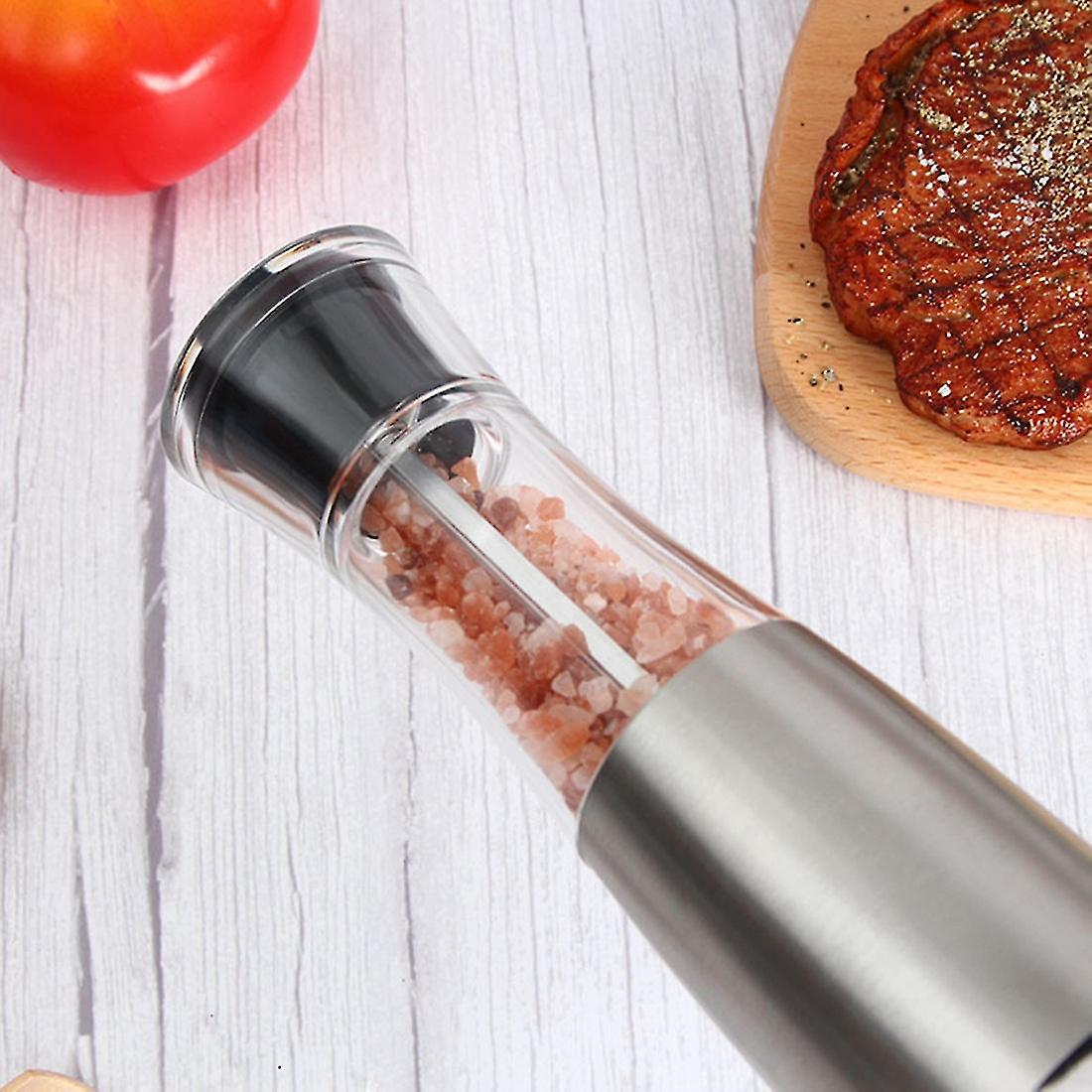 1pcs Stainless Steel Electric Salt And Pepper Grinder Battery Power Adjustable Thickness With Kitch