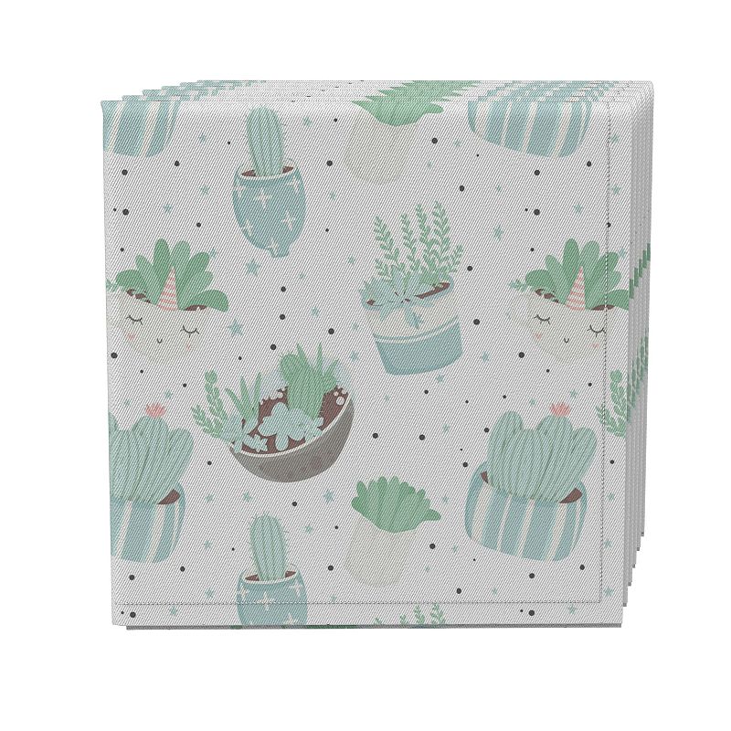 Napkin Set of 4， 100% Cotton， 20x20， Trendy Pastel Succulents