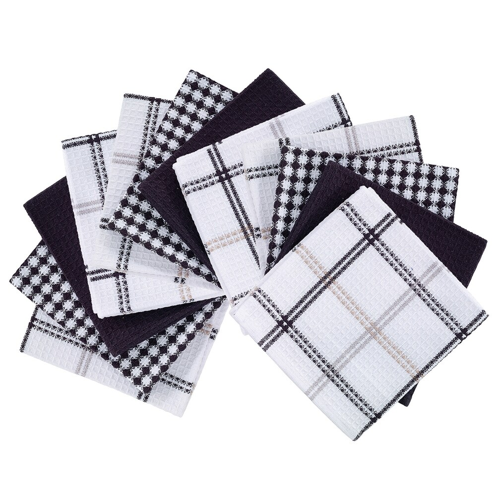 T fal Textiles 12 Pack Flat Waffle Cotton Kitchen Dish Cloth Set