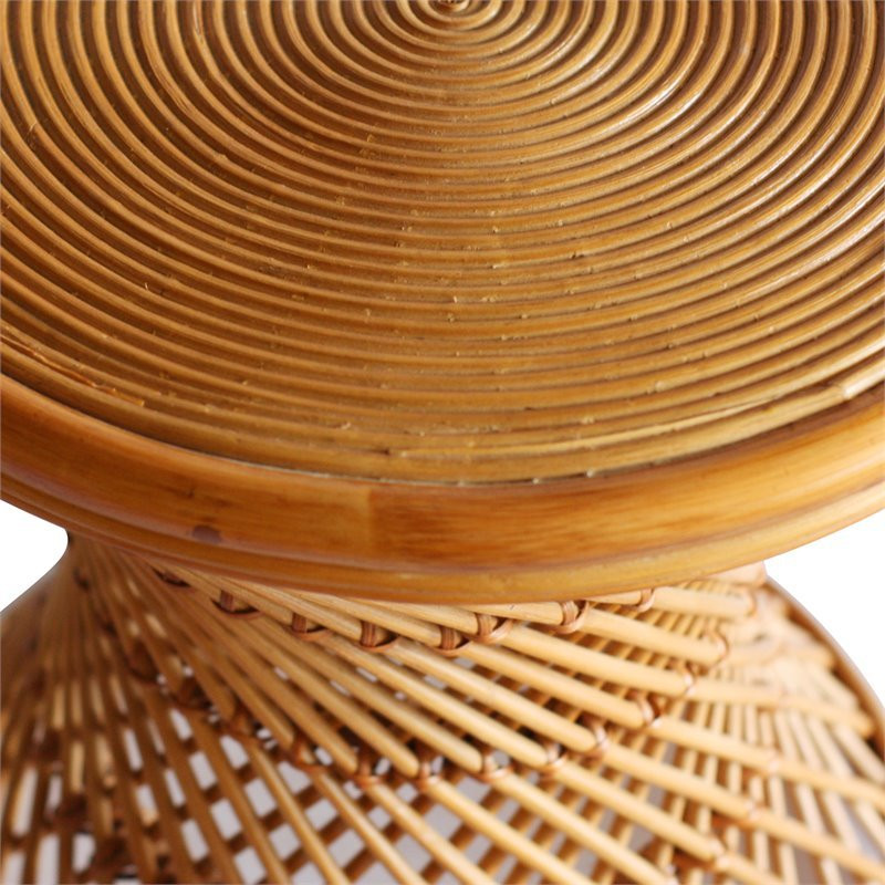 New Pacific Direct Kirby 20 quotModern Round Rattan Stool in Canary Brown   Tropical   Side Tables And End Tables   by HedgeApple  Houzz