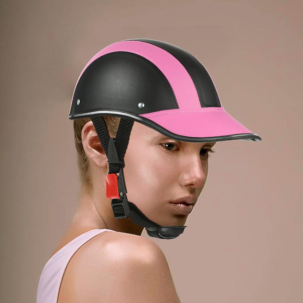 Black Motorcycle Helmet Half Face Baseball Cap Style With Sun Visor