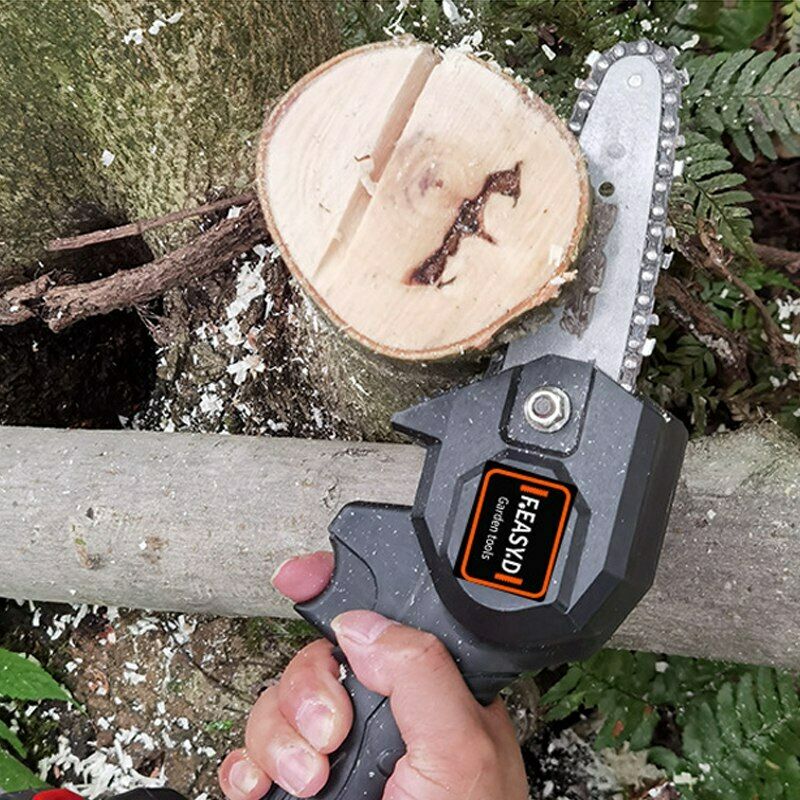 4-Inch Rechargeable Cordless Chain Saws，Portable 24V Electric Pruning Shears Chainsaw for Courtyard Tree Branch Wood Cutting