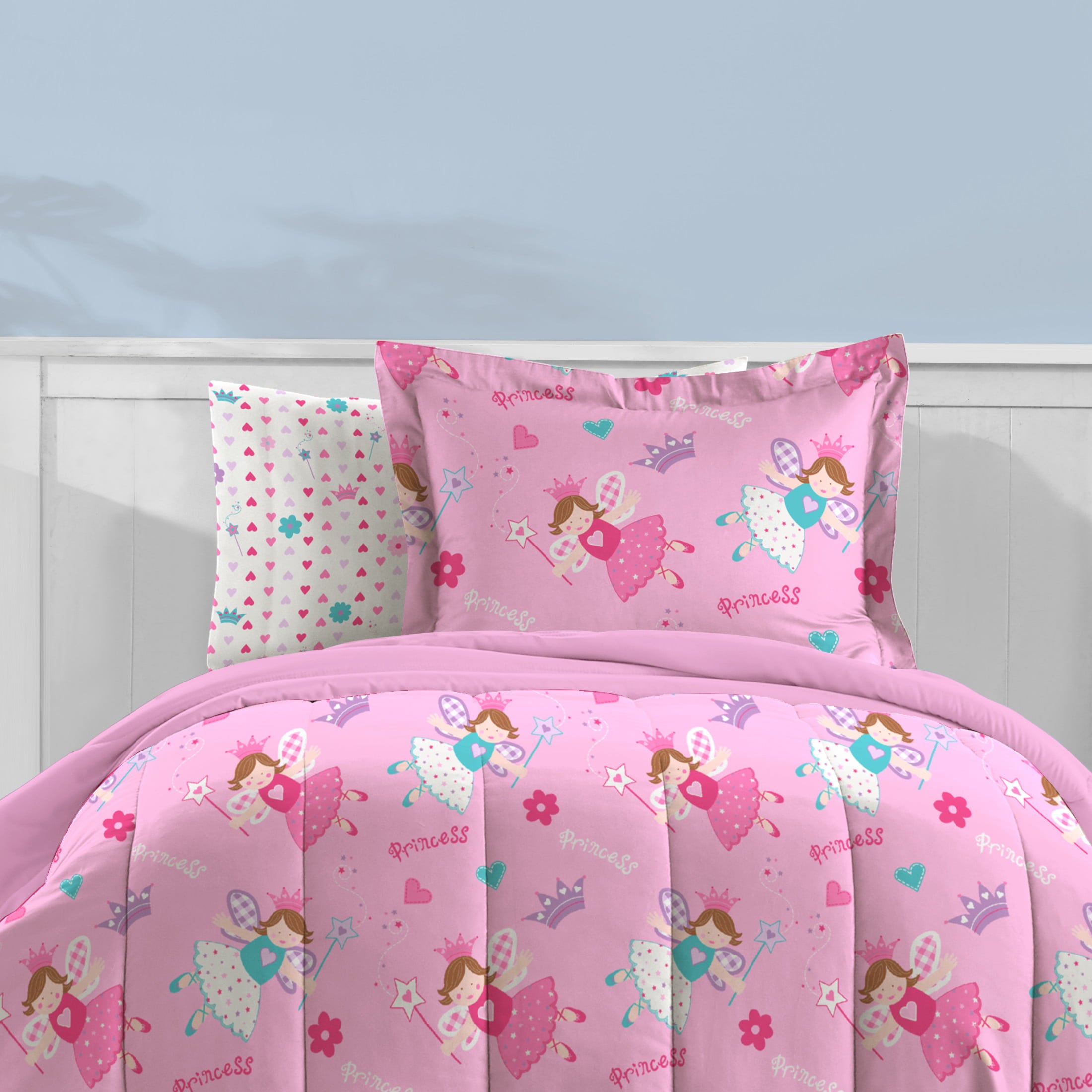 Dream Factory Magical Princess Twin 5 Piece Comforter Set， Polyester， Microfiber， Pink， Purple， White， Multi