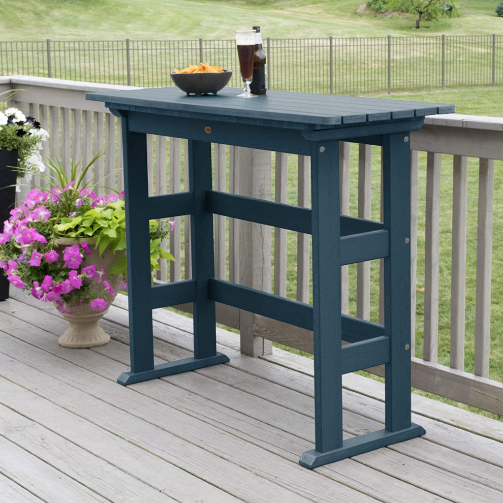 Patio Bar Height Table  Waterproof Plastic Frame  ampSlatted Top   Contemporary   Outdoor Pub And Bistro Tables   by Decor Love  Houzz