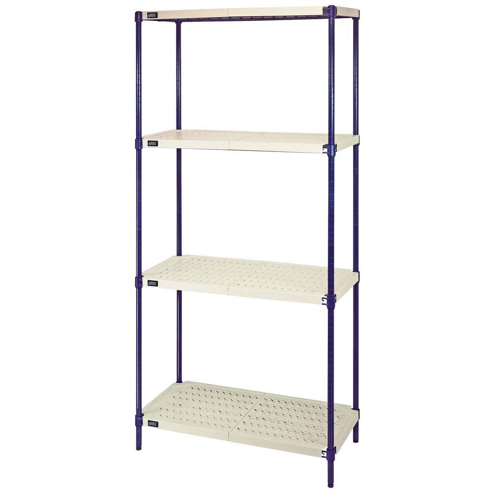 QUANTUM STORAGE SYSTEMS Blue 4-Tier Plastic Shelving Unit (30 in. W x 72 in. H x 24 in. D) RPWR72-2430E