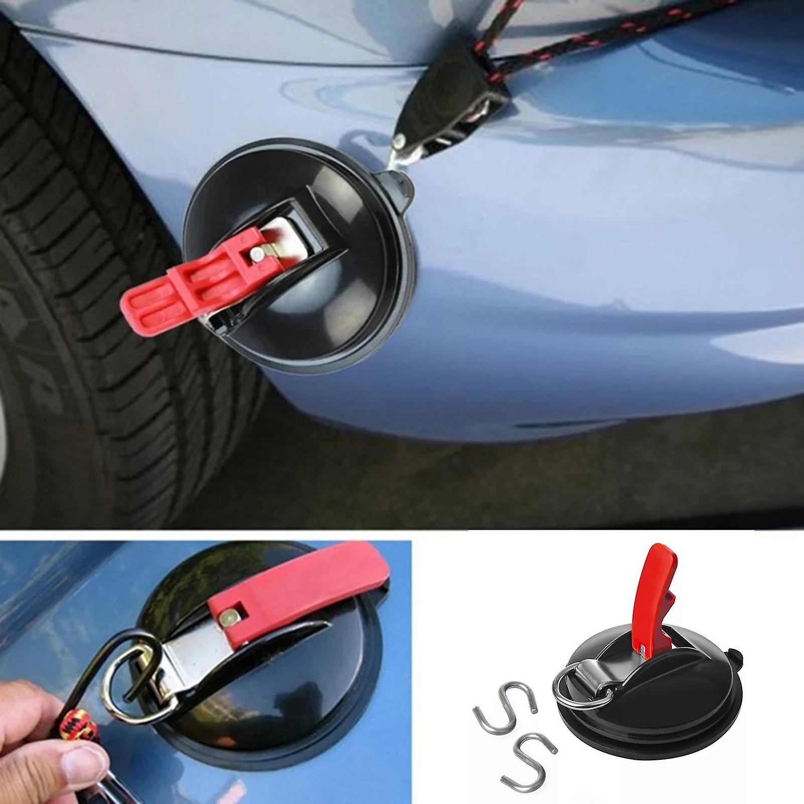 Black and Red Vacuum Suction Cup Anchor With 2pcs Securing Hooks Heavy Duty Car Strap Suction Cup Hooks For Car Kitchen Bathroom Restroom