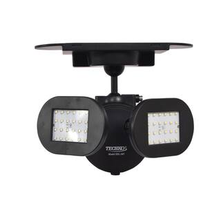 TECHKO Black Outdoor Integrated LED Solar Motion Sensing Security Flood Light - Twin Light with Removable Panel SSL-307