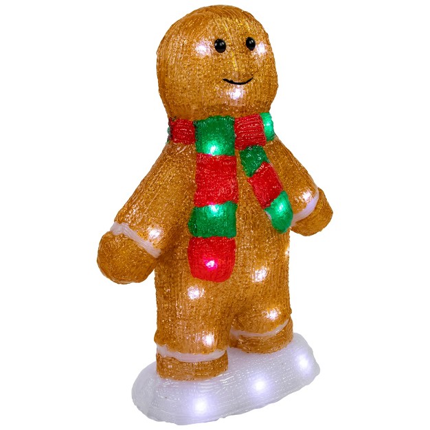 Led Lighted Acrylic Gingerbread Man With Scarf Outdoor Christmas Decoration