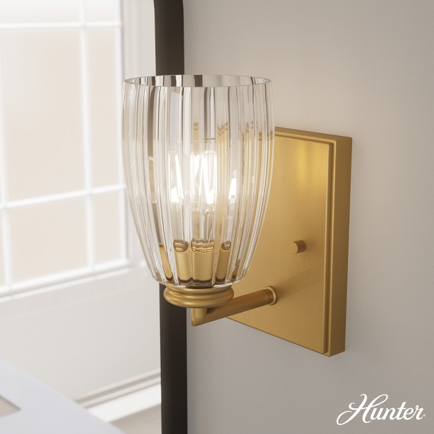 Rossmoor Clear Glass Sconce Wall Light Fixture Luxe Gold Hunter Fan