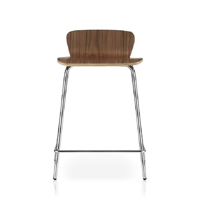 Brall counter Stool 26 seat height with Chrome Legs and Solid Wood seat