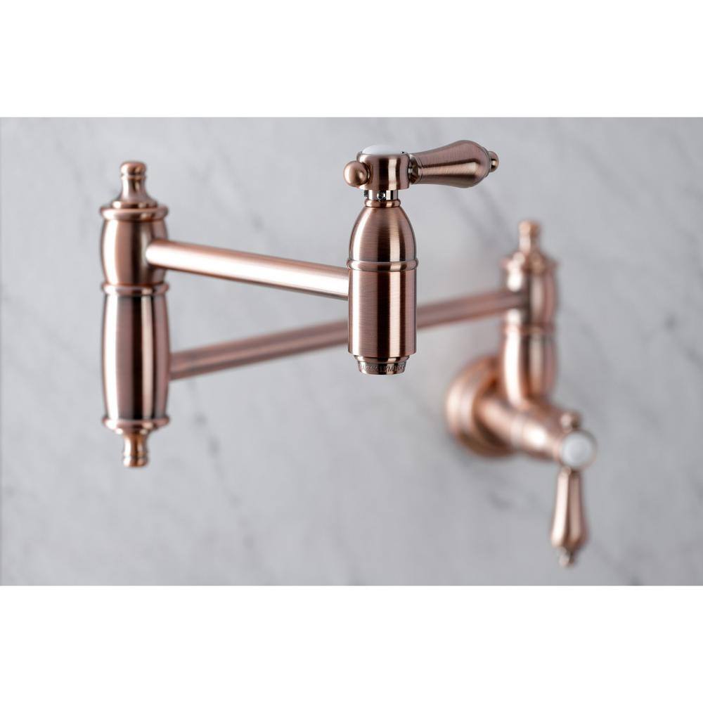 Kingston Brass Heirloom Wall Mounted Pot Filler in Antique Copper HKS310BALAC