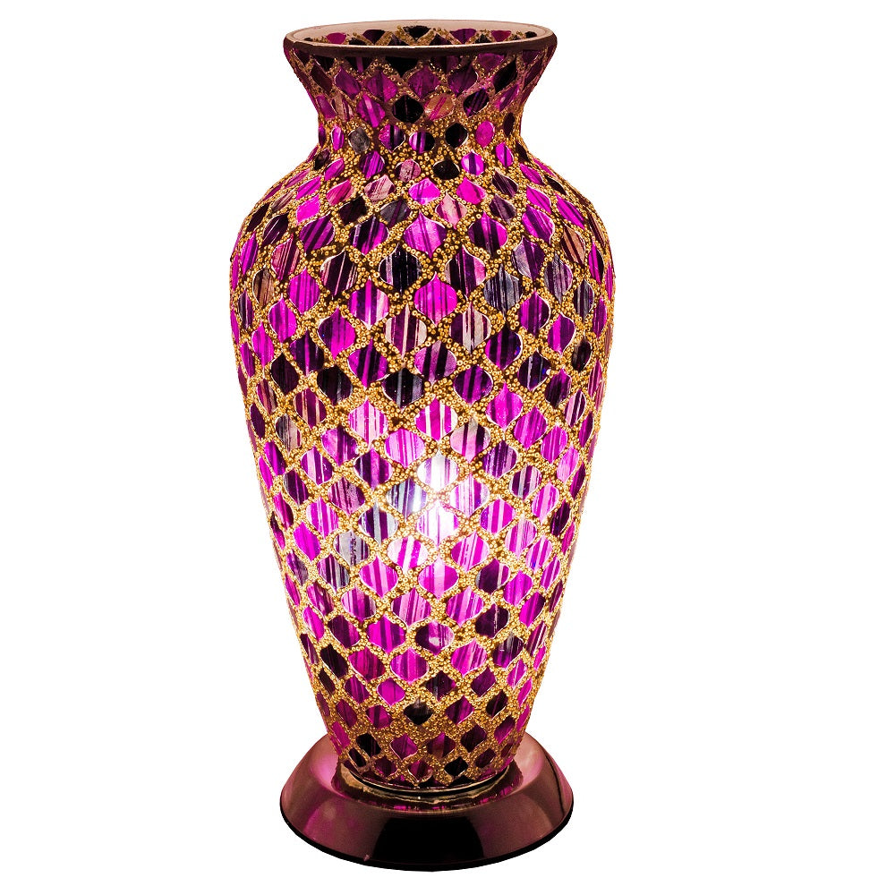 Febland LM79PLT Purple Mosaic Tile Vintage Vase Table Lamp 38cm