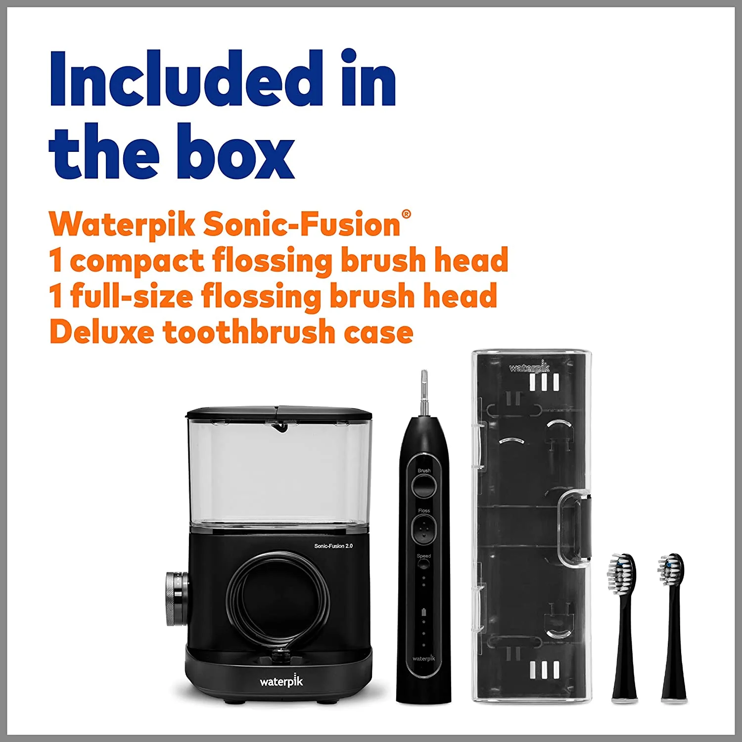 Waterpik Sonic-Fusion 2.0 Professional Flossing Toothbrush  Electric Toothbrush and Water Flosser Combo In One  Black