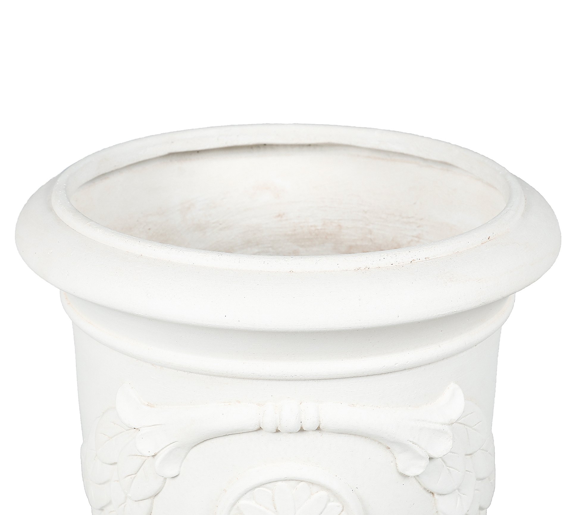 Luxen Home White MgO Floral Urn Planter