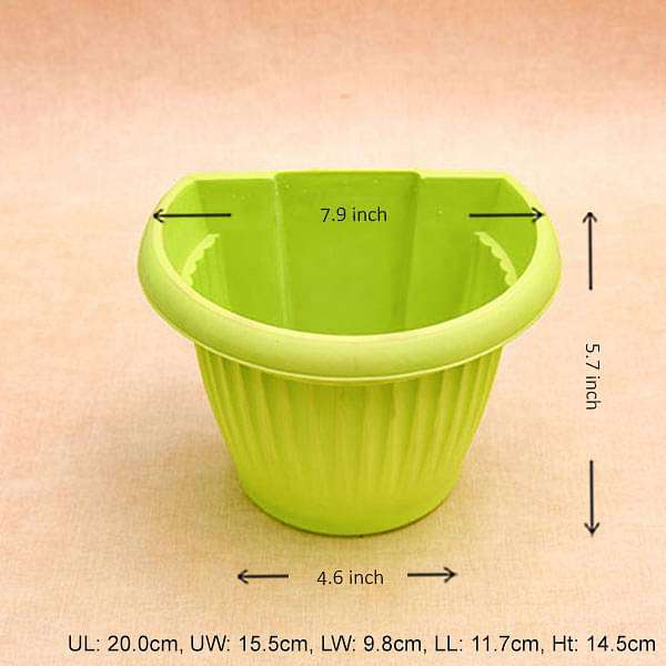 7.9 inch (20 cm) Bello Wall Mounted D Shape plastic Planter (Lime Yellow) (set of 6)