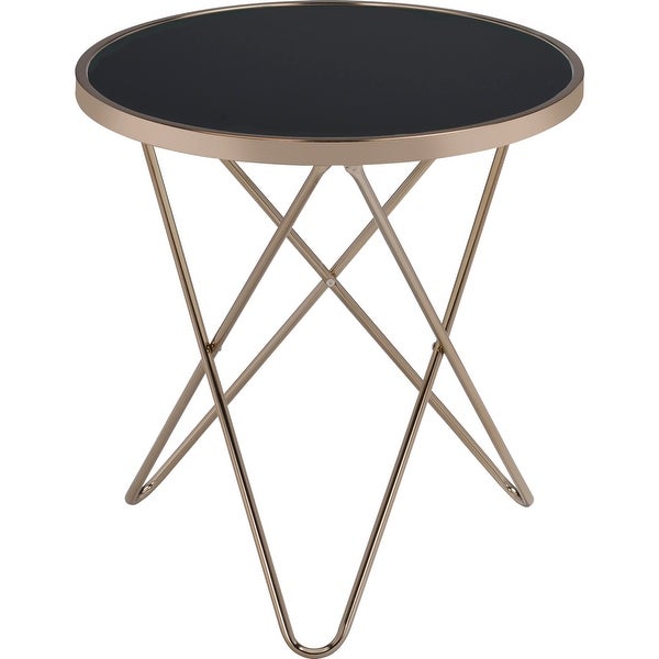 Contemporary Valora End Table with Black Glass Metal Trim， 22