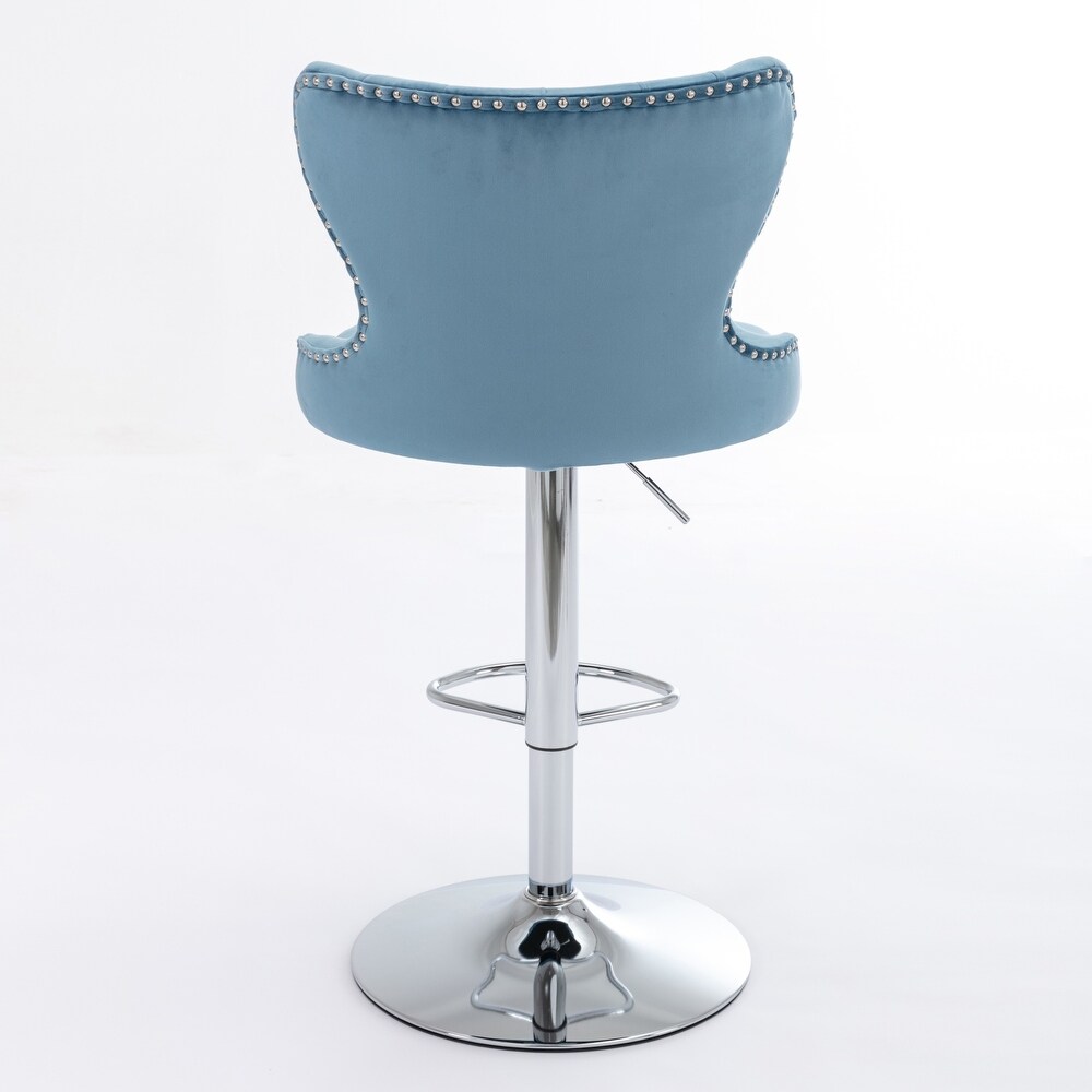 Modern Upholstered Chrome base Bar Stools Swivel Barstools Adjusatble Seat Height