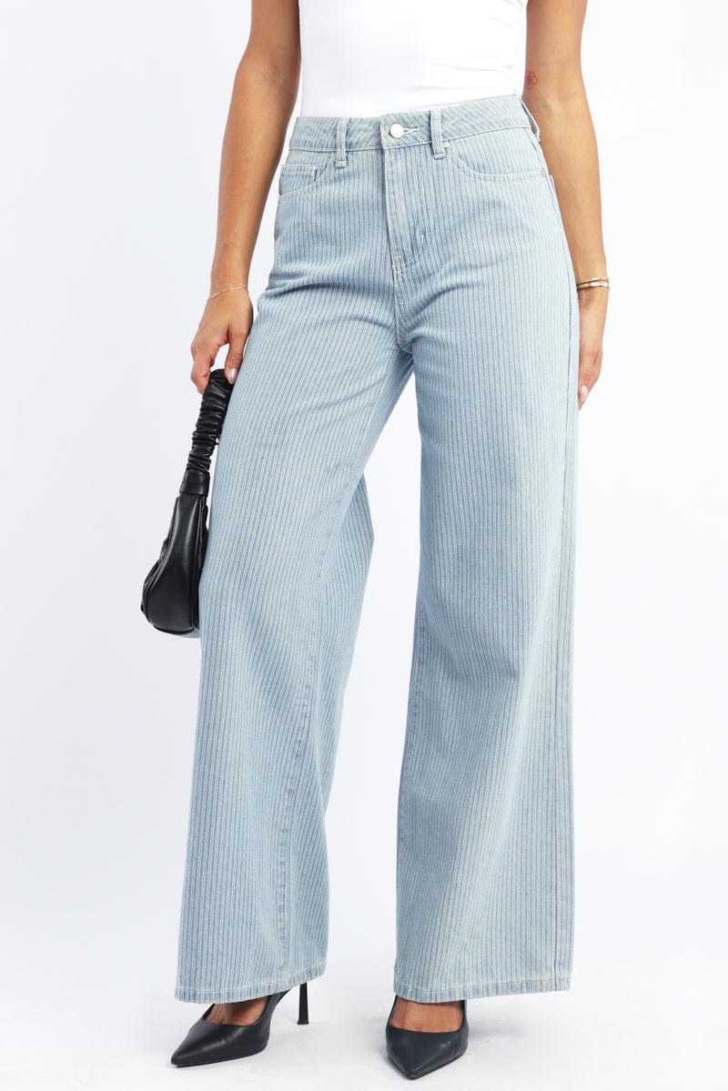 Blue Stripe Baggy Pinstripe Jeans