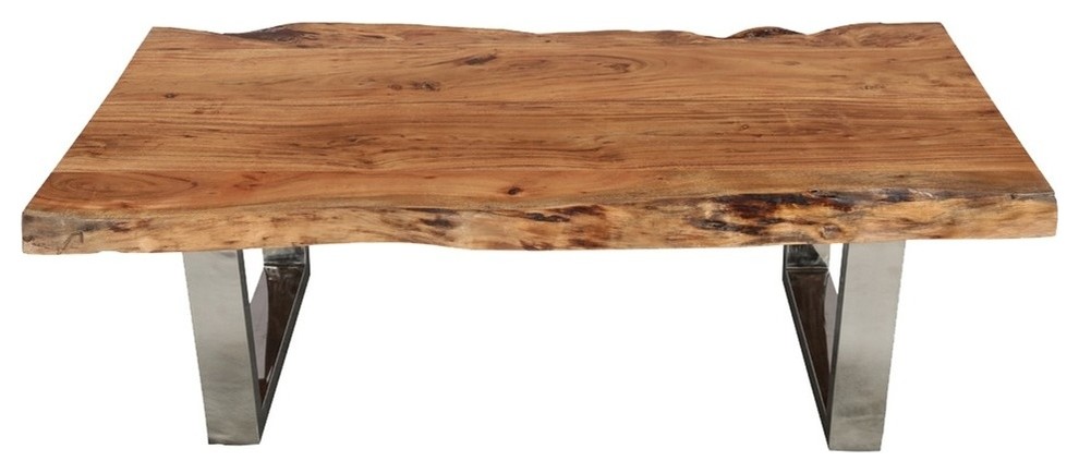 Natural Acacia Wood  ampSteel Rustic Live Edge Coffee Table   Contemporary   Coffee Tables   by Sierra Living Concepts Inc  Houzz