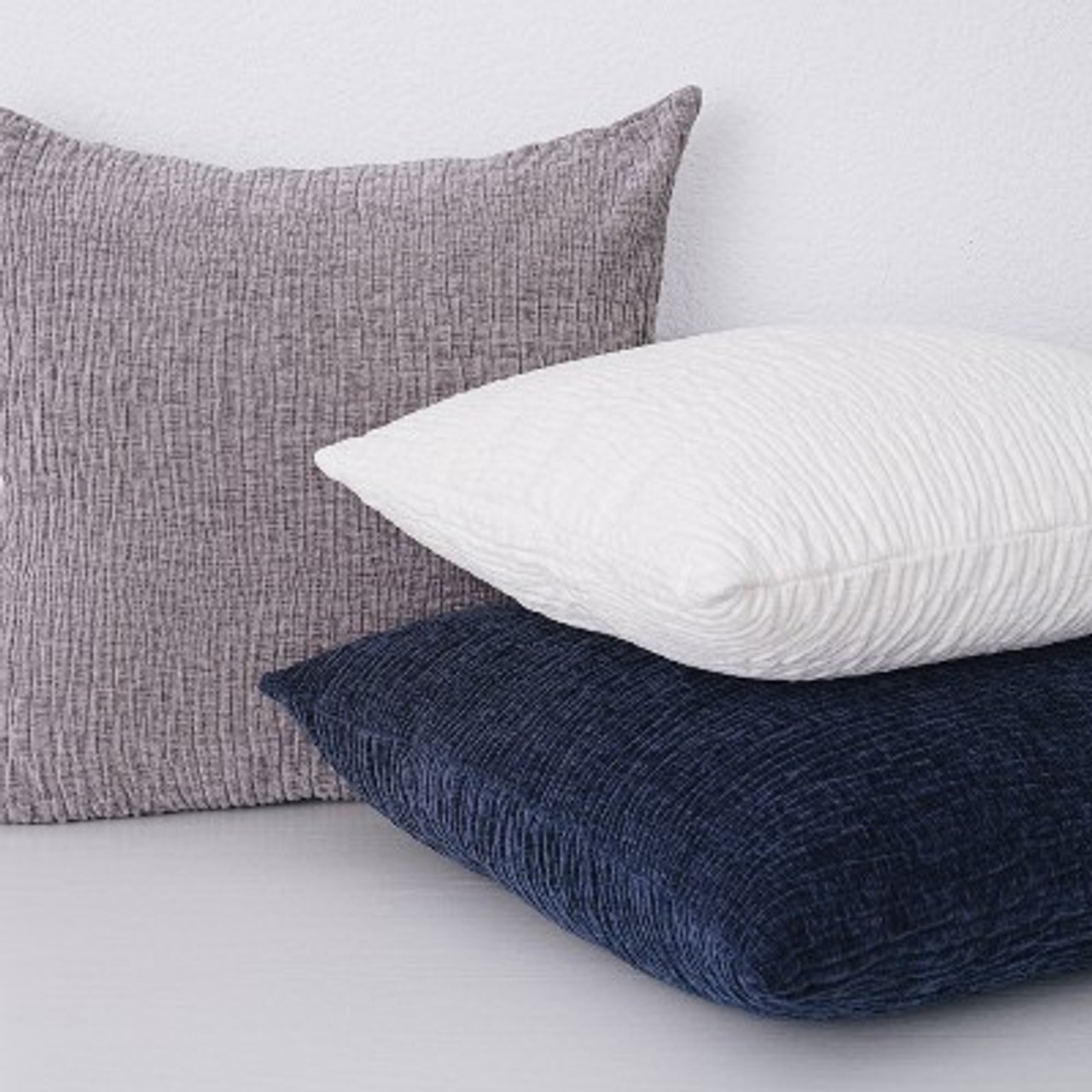 24x24 Oversized Chenille Textured Washed Woven Square Throw Pillow Navy - Evergrace