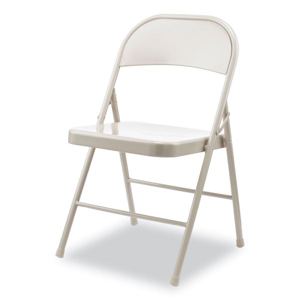 Alera Armless Steel Folding Chair， Supports Up to 275 lb， Taupe Seat， Taupe Back， Taupe Base， 4/Carton