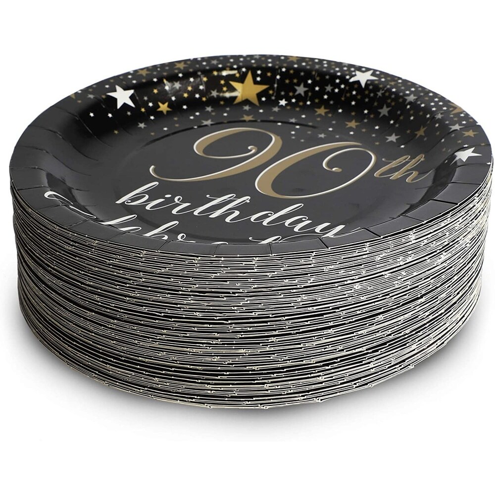 90th Birthday Party Decorations  9 Inch Paper Plates (80 Pack)