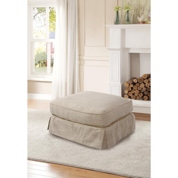 Besthom Horizon Linen Upholstered Ottoman