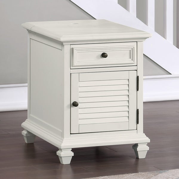 The Gray Barn Castana Modern Farmhouse Soft White End Table with USB