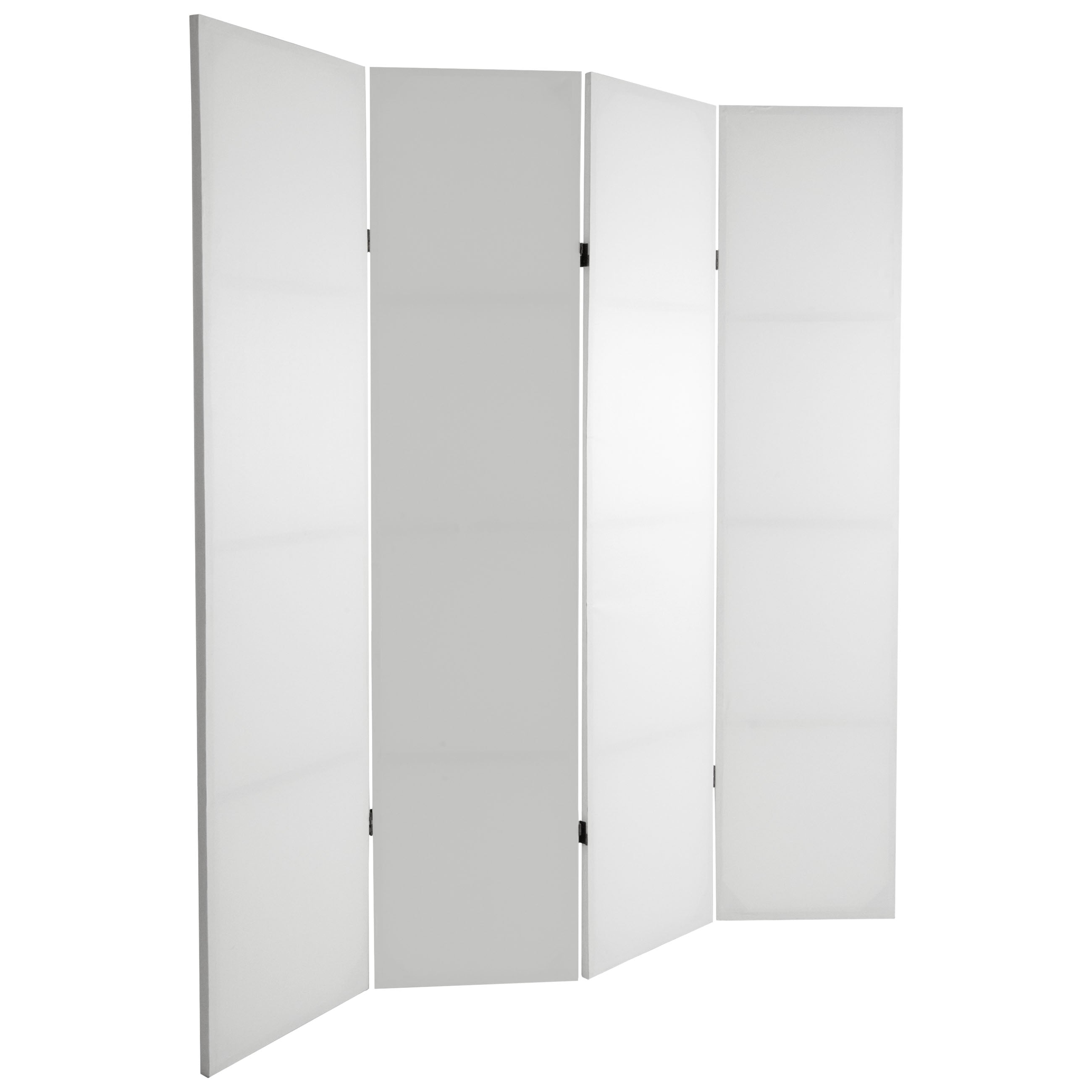 Oriental Furniture 6 Ft Tall 'Do It Yourself' Canvas Room Divider, 4 Panel, White