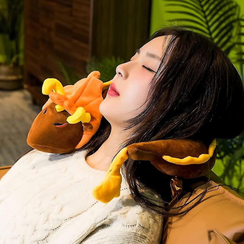 Genshin Impact U-shaped Neck Pillow，anime Game Stuffed Travel Plush Pillow Soft Cushion For Adult Children (zhongli)