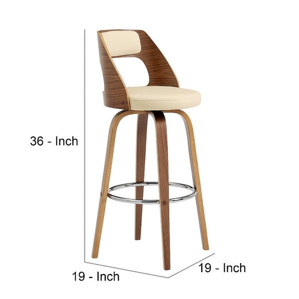 Swivel Counter Stool with Open Design Wooden Back