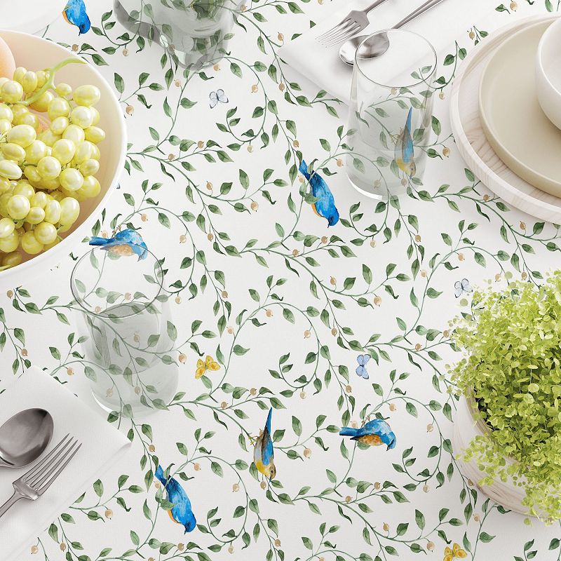 Square Tablecloth， 100% Cotton， 60x60， Birds on Vines