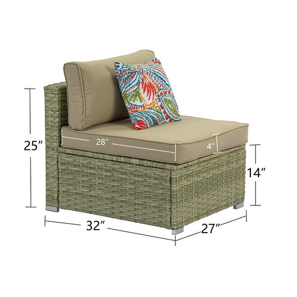 COSIEST PE Wicker Outdoor Armless Chair with Pillow