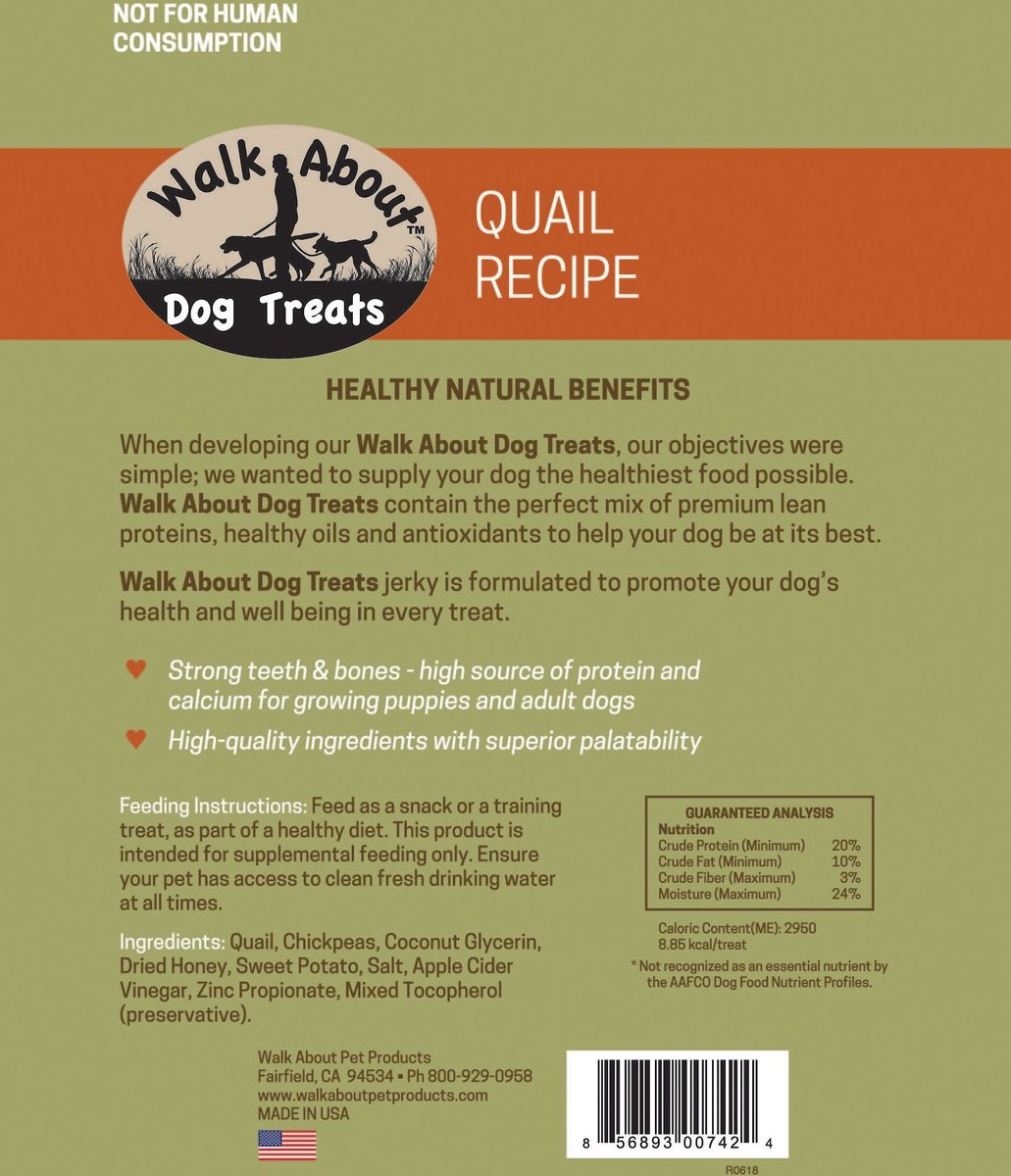 Walk About Quail Grain-Free Jerky Dog Treats