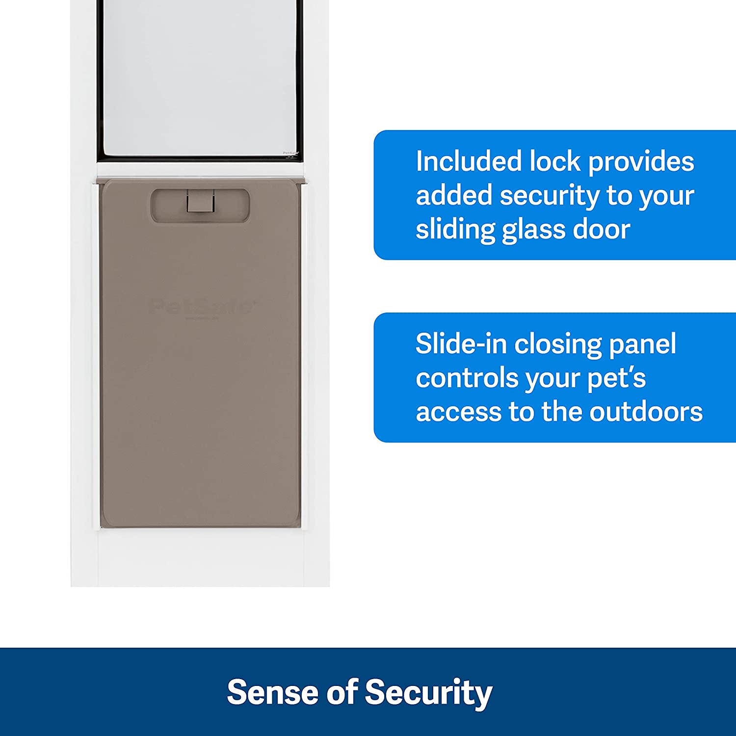 PetSafe PPA11-13135 1-Piece Sliding Glass Pet Door - Outdoor Access Patio Panel Insert for Dogs and Cats， Easy No-Cut Installation， Weather-Resistant Aluminum Insert， Includes Slide-in Closing Panel for Security