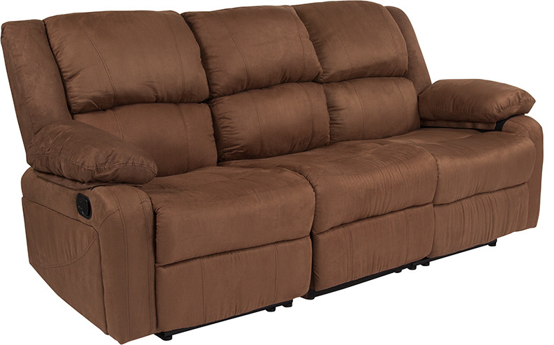 Harmony Series Chocolate Brown Microfiber Sofa  Two Built  In Recliners   Contemporary   Sofas   by First of a Kind USA Inc  Houzz