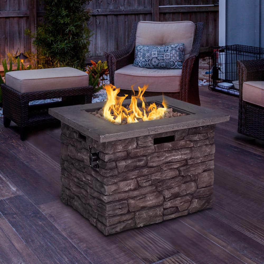 VEIKOUS 309 in W x 241 in H Outdoor Square Metal Propane Fire Pit Table with Lid